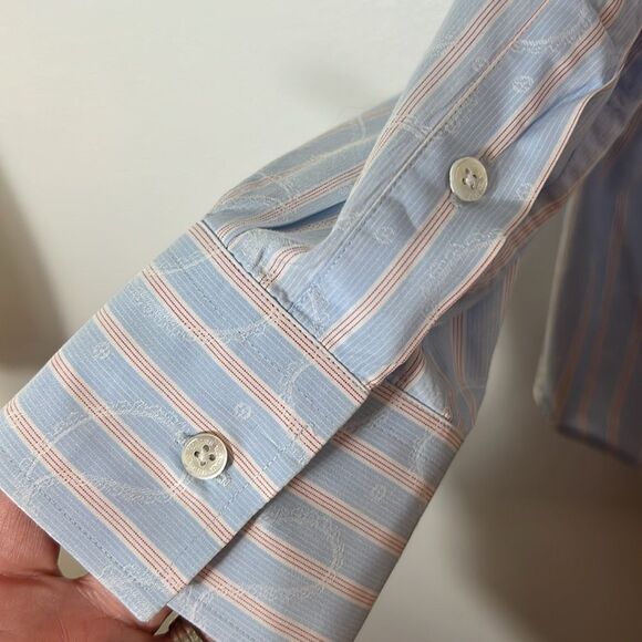 TED BAKER Archive Men's Button‎ Front Shirt Paisley Patter Blue Size 16.5 Neck - Picture 11 of 14